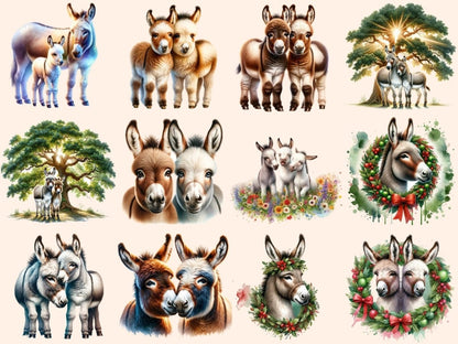 Donkey Friends Clipart Cute donkey art - Wonders Artist