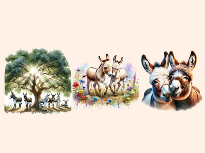 Donkey Friends Clipart Cute donkey art - Wonders Artist