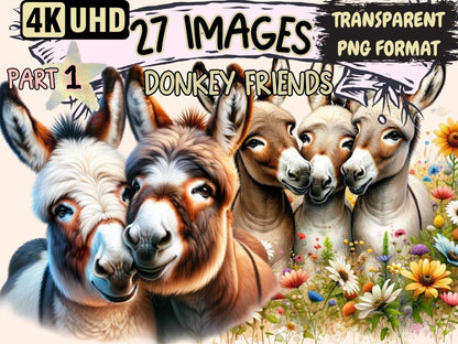 Donkey Friends Clipart Cute donkey art - Wonders Artist