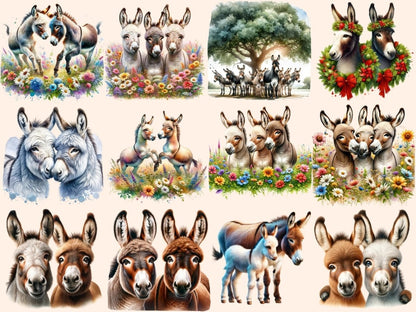 Donkey Friends Clipart Cute donkey art - Wonders Artist
