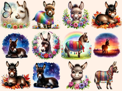 Donkeys Clipart Cute donkey art - Wonders Artist
