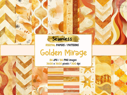 Golden Mirage #1 Sömlös digital papper