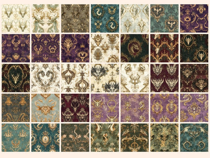 Draconian Royale Seamless Digital Paper Dark Fantasy Print - Wonders Artist