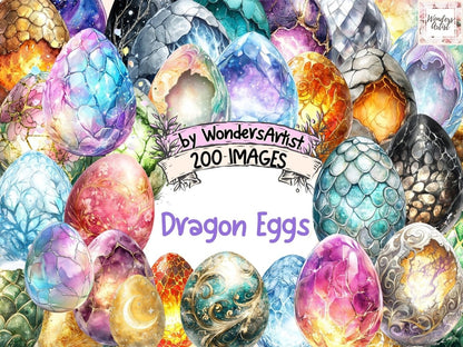 Dragon Eggs Watercolor Clipart Dragon Decor PNG - Wonders Artist