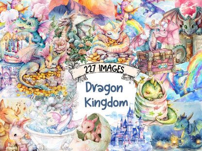 Dragon Kingdom Watercolor Clipart Dragon Art - Wonders Artist