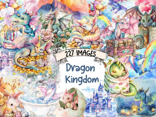 Dragon Kingdom Watercolor Clipart Dragon Art - Wonders Artist
