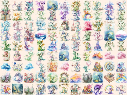 Dragon Kingdom Watercolor Clipart Dragon Art - Wonders Artist