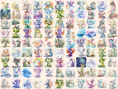 Dragon Kingdom Watercolor Clipart Dragon Art - Wonders Artist