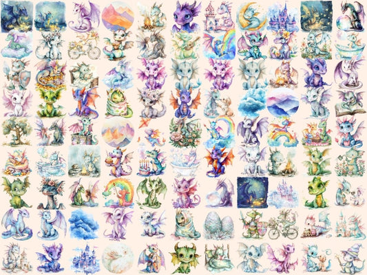 ドラゴンキングダム水彩クリップアート