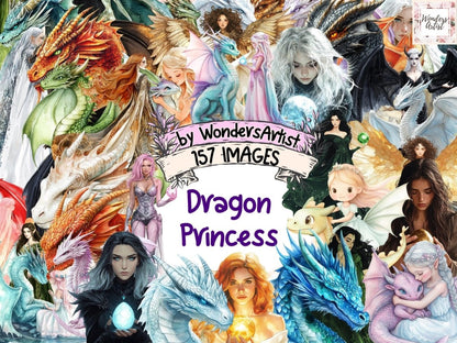 Dragon Princess Clipart Watercolor cute Princess PNG - Wonders Artist