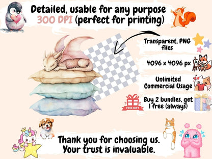 Dragon Story Clipart Watercolor Dragon Art Print - Wonders Artist