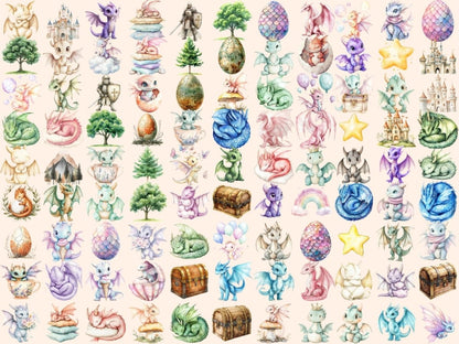 Dragon Story Clipart Watercolor Dragon Art Print - Wonders Artist