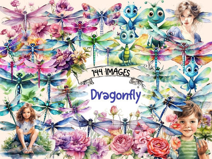 Dragonflies Watercolor Clipart dragonflies clipart - Wonders Artist