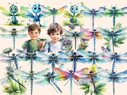 Dragonflies Watercolor Clipart dragonflies clipart - Wonders Artist