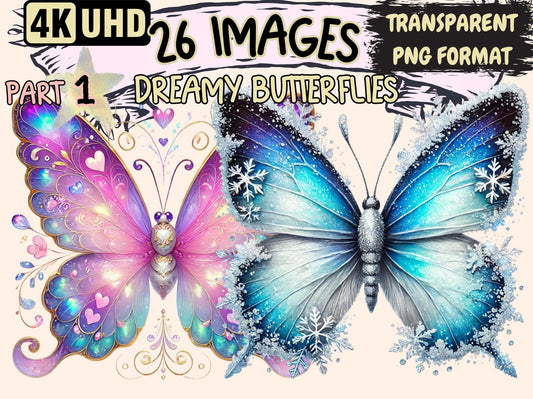 Dreamy Butterflies (P1) Clipart - High - Quality Instant Digital Download for Creative Projects