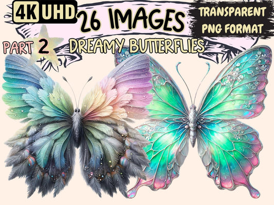 Dreamy Butterflies (P2) Clipart - High - Quality Instant Digital Download for Creative Projects