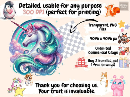 Dreamy Unicorns Clipart cute unicorn art - Wonders Artist