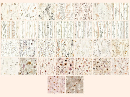 Dried Florals Seamless Pattern Digital Papers boho flower paper botanical print digital paper - WondersArtist