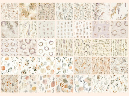 Dried Florals Seamless Pattern Digital Papers boho flower paper botanical print digital paper - WondersArtist