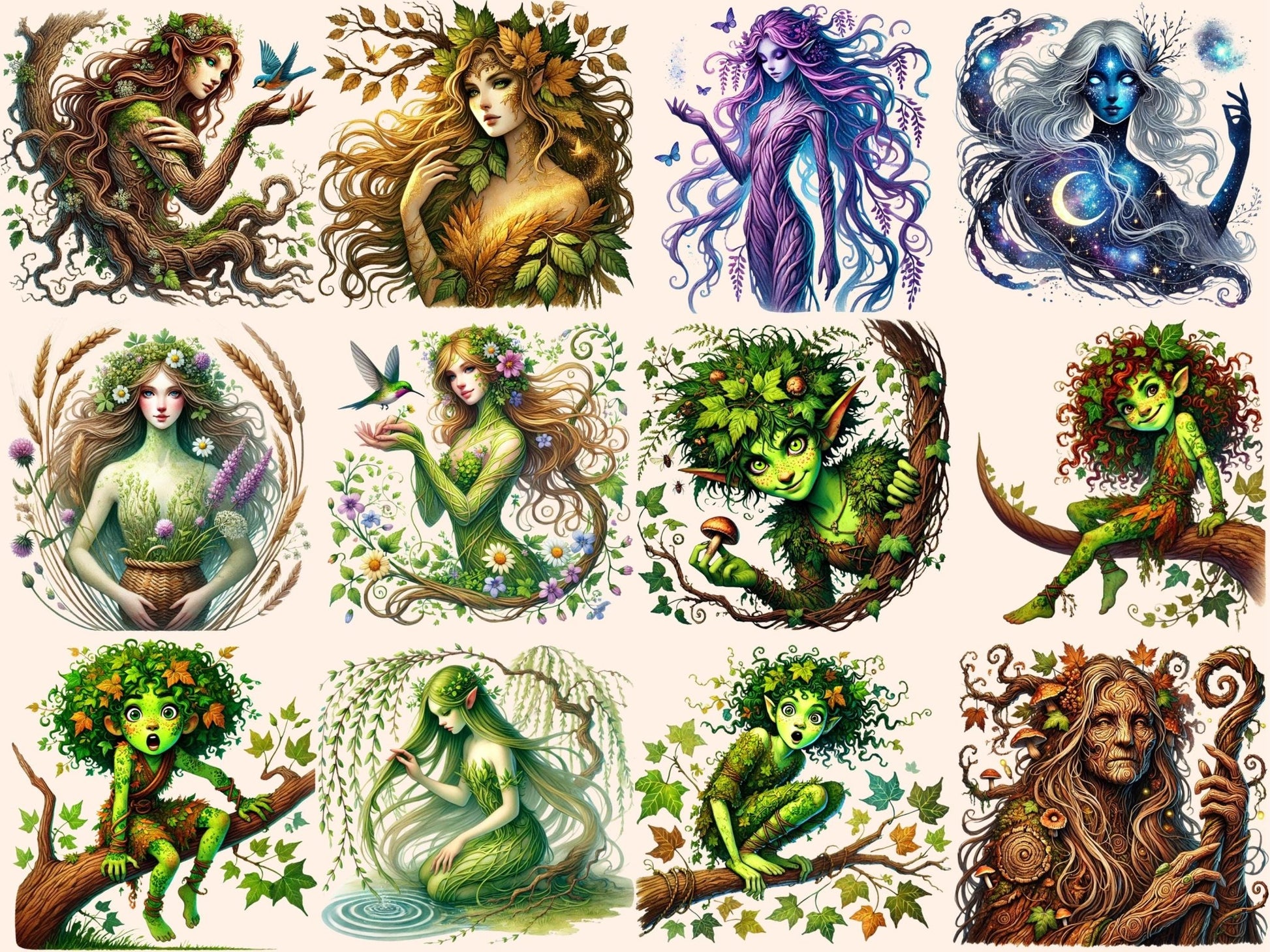 Dryads Clipart - High - Quality Instant Digital Download for Creative Projects