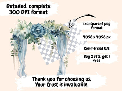 Dusty Blue Flowers Watercolor Clipart blue floral clipart - Wonders Artist