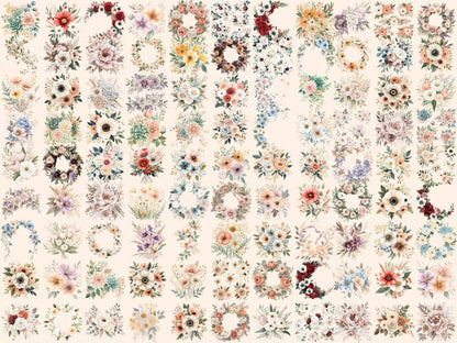 Dusty Flowers Watercolor Clipart - Wonders Artist