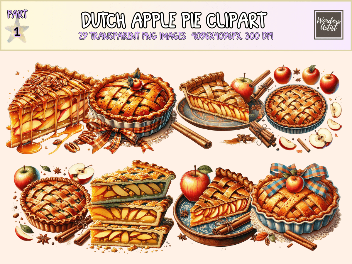 Dutch Apple Pie Clipart All Bundles Clipart Line Art - WondersArtist
