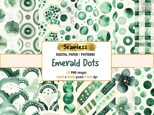Emerald Dots Digital Paper