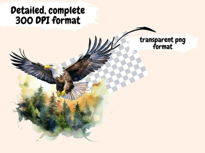 Eagles Watercolor Clipart bald eagle clipart - Wonders Artist