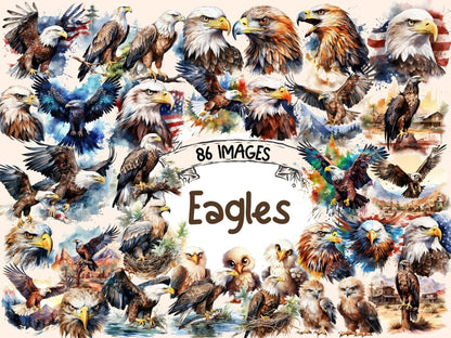 Eagles Watercolor Clipart bald eagle clipart - Wonders Artist