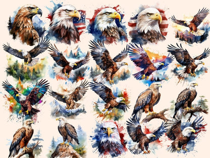 Eagles Watercolor Clipart bald eagle clipart - Wonders Artist