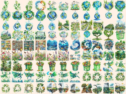 Earth Day Watercolor Clipart - High - Quality Instant Digital Download for Creative Projects