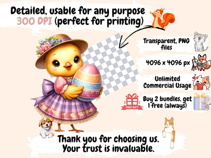 Easter Animals Clipart baby chick art - Wonders Artist