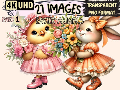 Easter Animals Clipart baby chick art - Wonders Artist