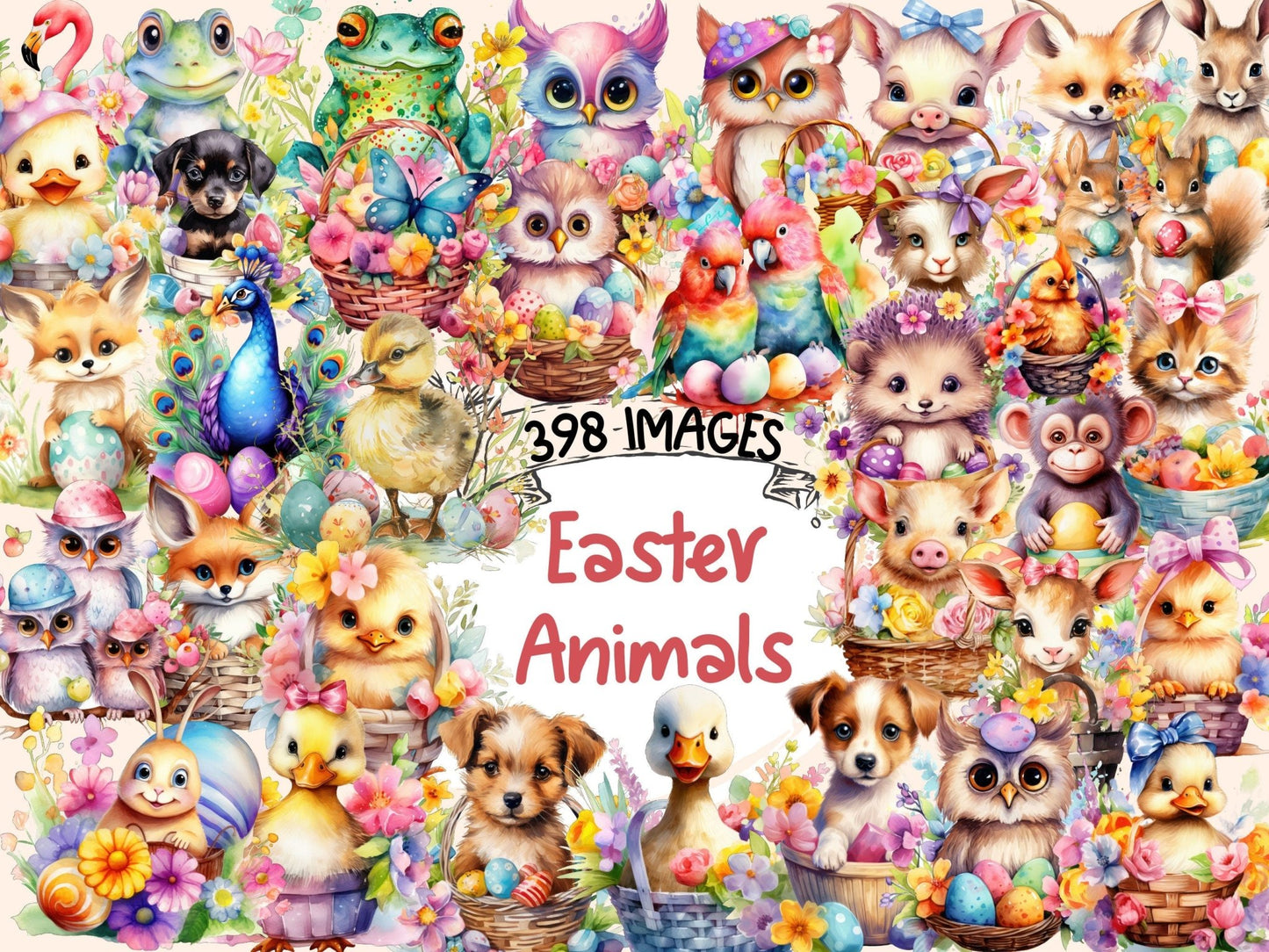 Easter Animals Watercolor Clipart - High - Quality Instant Digital Download for Creative Projects