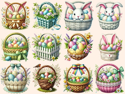 Easter Baskets Clipart bunny basket art - Wonders Artist