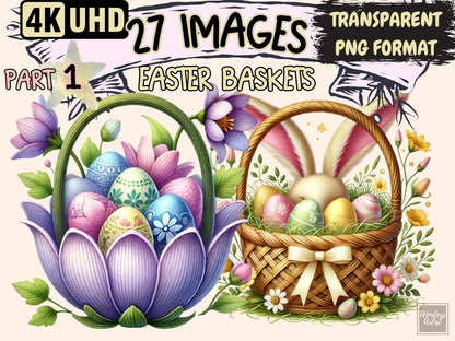 Easter Baskets Clipart bunny basket art - Wonders Artist