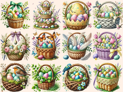 Easter Baskets (P2) Clipart bunny basket art - Wonders Artist