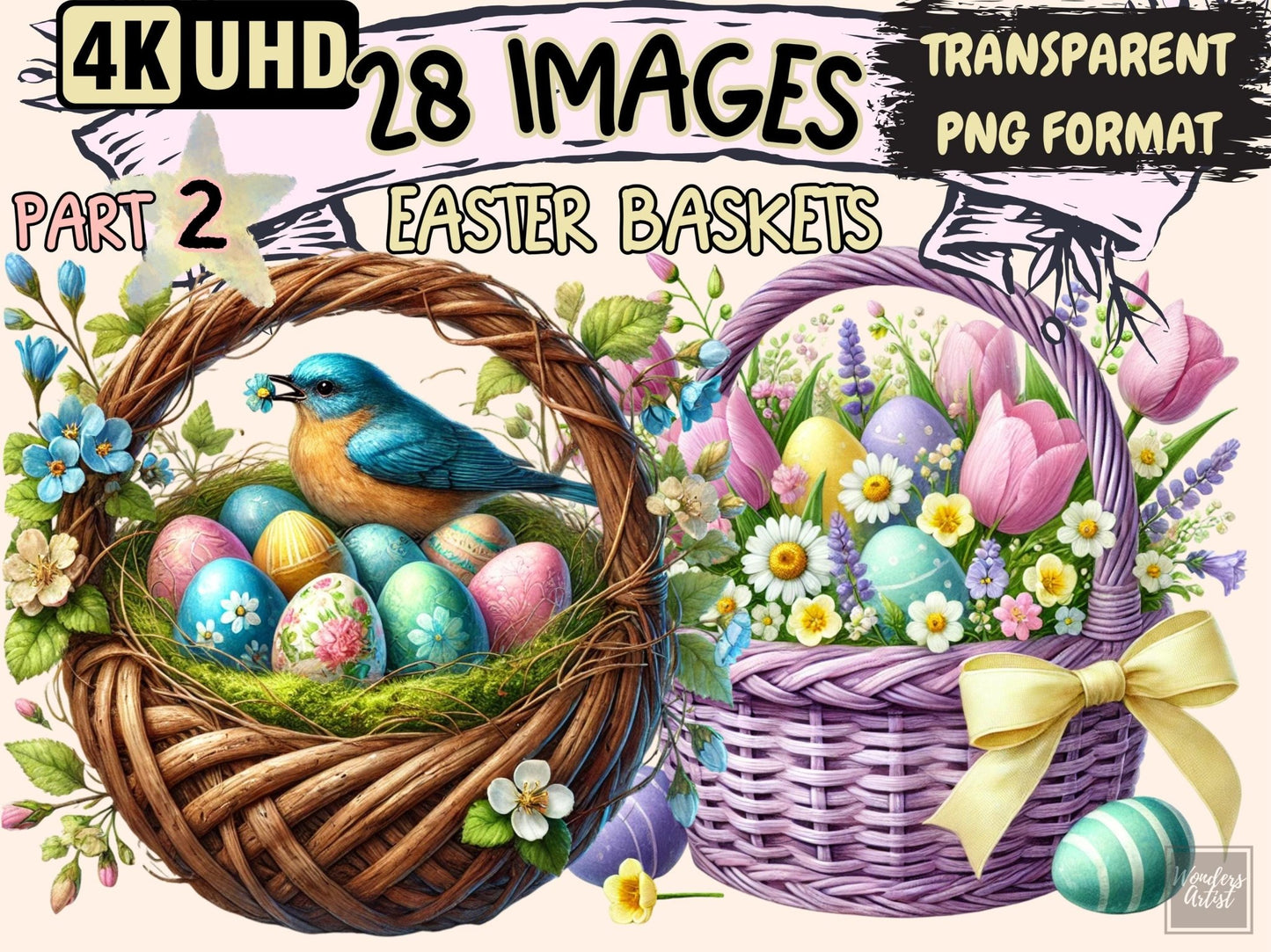 Easter Baskets (P2) Clipart - High - Quality Instant Digital Download for Creative Projects