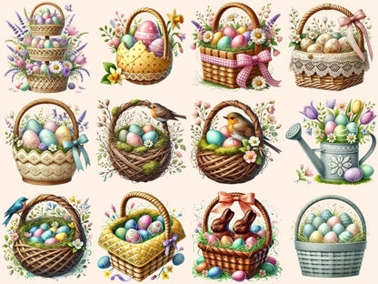 Easter Baskets (P2) Clipart bunny basket art - Wonders Artist