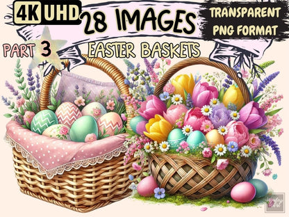 Easter Baskets (P3) Clipart bunny basket art - Wonders Artist