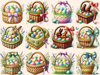 Easter Baskets (P3) Clipart bunny basket art - Wonders Artist