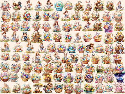 Easter Baskets Watercolor Clipart basket clipart - Wonders Artist