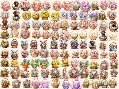 Easter Baskets Watercolor Clipart basket clipart - Wonders Artist