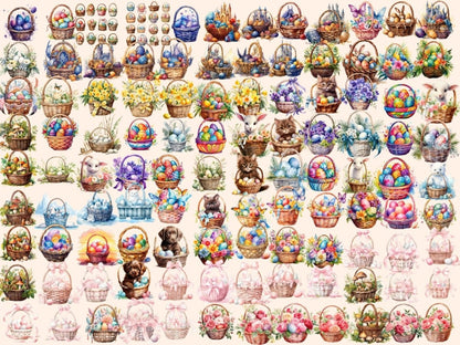 Easter Baskets Watercolor Clipart basket clipart - Wonders Artist