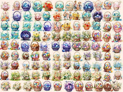 Easter Baskets Watercolor Clipart basket clipart - Wonders Artist