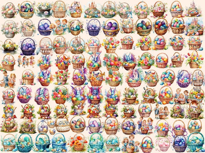 Easter Baskets Watercolor Clipart basket clipart - Wonders Artist