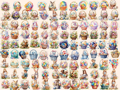Easter Baskets Watercolor Clipart basket clipart - Wonders Artist