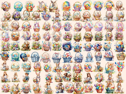 Easter Baskets Watercolor Clipart basket clipart - Wonders Artist
