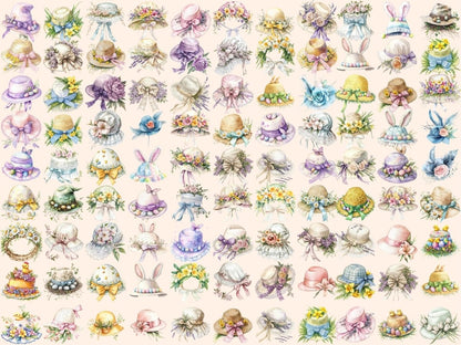 Easter Bonnets Watercolor Clipart Bonnet Clipart - Wonders Artist